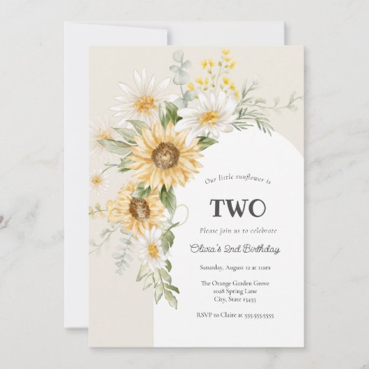 Zonnebloem en Daisy Birthday Kaart (Voorkant)