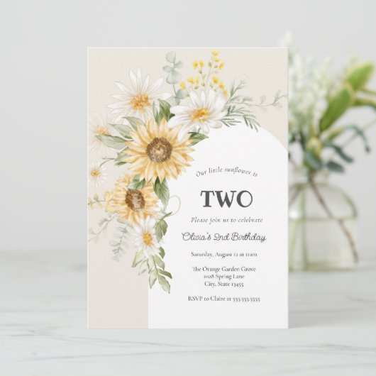 Zonnebloem en Daisy Birthday Kaart (Staand voorkant)