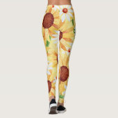 Zonnebloem en Daisy-Waterverf Leggings (Achterkant)