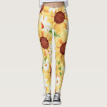 Zonnebloem en Daisy-Waterverf Leggings<br><div class="desc">waterverf blij gele zonnebloemen en madeliefje</div>