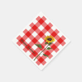 Zonnebloem en dame bug op buffel plaid servet (Hoek)