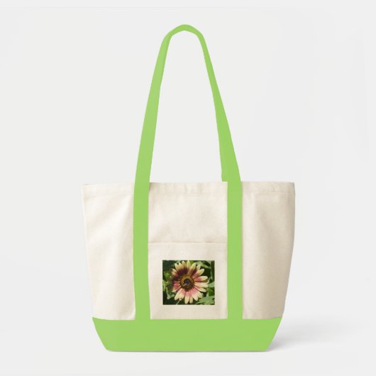 Zonnebloem en de groene bij tote bag (Voorkant)