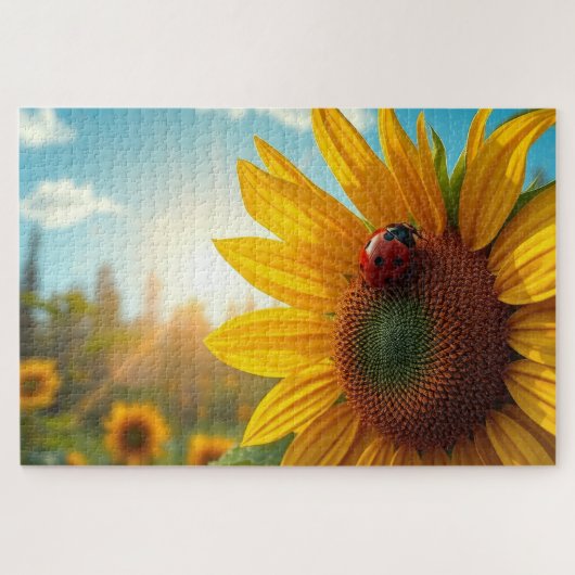 Zonnebloem en de lieveheersbeestje legpuzzel (Horizontaal)