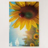 Zonnebloem en de lieveheersbeestje legpuzzel (Verticaal)