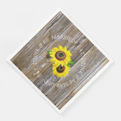 Zonnebloem en Distressed Wood Wedding Servet (Hoek)