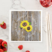 Zonnebloem en Distressed Wood Wedding Servet (Insitu)