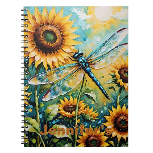 Zonnebloem en Dragon Fly, Zonnebloem, Dragonfly, Notitieboek (Voorkant)