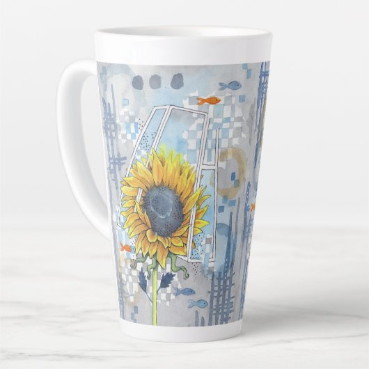 Zonnebloem en dromen Grote latte Mok (Linkerhoek)