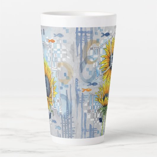 Zonnebloem en dromen Grote latte Mok (Voorkant)