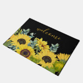 Zonnebloem en Eucalyptus Aquarel Kunst Welkom Deurmat (Schuin)