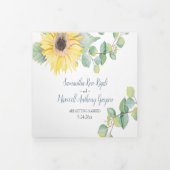 Zonnebloem en Eucalyptus drivoudig huwelijk uitnod Drieluik Uitnodiging (Cover)