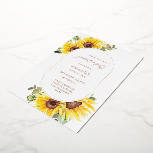 Zonnebloem en Eucalyptus Floral Gradual Party Folie Uitnodiging (Gedraaid)