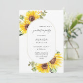 Zonnebloem en Eucalyptus Floral Gradual Party Kaart (Staand voorkant)