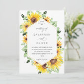 Zonnebloem en Eucalyptus Floral Weddenschap - Wit Kaart (Staand voorkant)