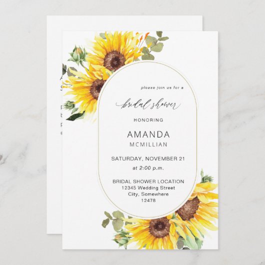 Zonnebloem en eucalyptus Florenz. Vrijgezellenfees Kaart (Voorkant / Achterkant)