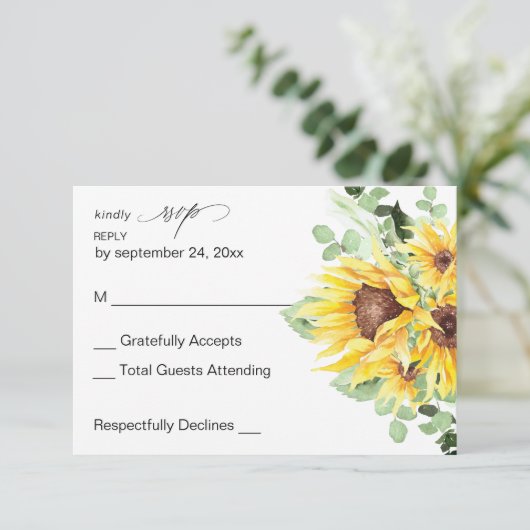 Zonnebloem en Eucalyptus MOD Floral no Meal RSVP (Staand voorkant)