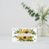 Zonnebloem en Eucalyptus Waterverf Professional Visitekaartje (Staand voorkant)