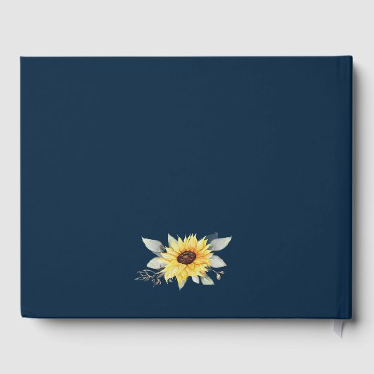 Zonnebloem en geometrisch rustieke bruiloft in mar gastenboek (Achterkant)