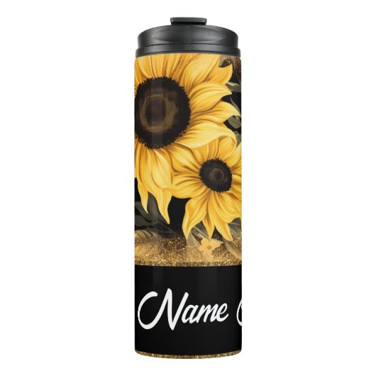  Zonnebloem en Glitter Tumbler Thermosbeker (Voorkant)