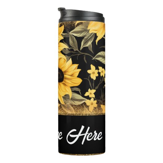  Zonnebloem en Glitter Tumbler Thermosbeker (Geroteerd rechts)