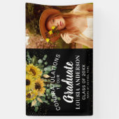 Zonnebloem en goudConfetti Afstuderen Foto Spandoek (Verticaal)