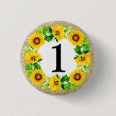 Zonnebloem en gouden baby-meisje Aangepast nummer Ronde Button 3,2 Cm (Voorkant)