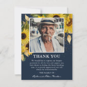 Zonnebloem en gouden sympathie Foto Keepasj Navy Bedankkaart (Voorkant)