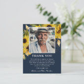 Zonnebloem en gouden sympathie Foto Keepasj Navy Bedankkaart (Staand voorkant)