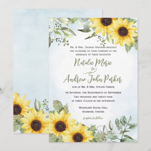 Zonnebloem en Grieks huwelijk Kaart (Voorkant / Achterkant)