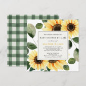 Zonnebloem en groen Baby shower per post Kaart (Voorkant / Achterkant)