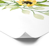 Zonnebloem en groen Baby shower Welkom Poster (Hoek)