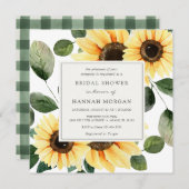 Zonnebloem en groen bruids douche uitnodiging (Voorkant / Achterkant)