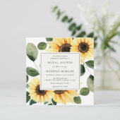 Zonnebloem en groen bruids douche uitnodiging (Staand voorkant)
