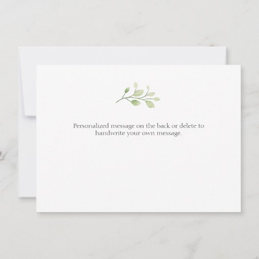 Zonnebloem en groen dank je briefkaart (Achterkant)