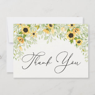 Zonnebloem en groen dank je briefkaart