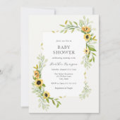 Zonnebloem en groen Lijst Baby shower Kaart (Voorkant)