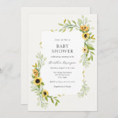 Zonnebloem en groen Lijst Baby shower Kaart (Voorkant / Achterkant)