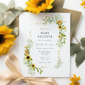 Zonnebloem en groen Lijst Baby shower Kaart
