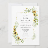 Zonnebloem en groen Lijst Baby shower Kaart (Voorkant)