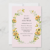 Zonnebloem en groene Baby shower Invitati Kaart (Voorkant)