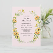 Zonnebloem en groene Baby shower Invitati Kaart (Staand voorkant)