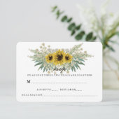 ZONNEBLOEM EN GROENE BRUILOFT RSVP (Staand voorkant)