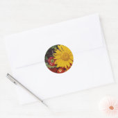 Zonnebloem en groenten - Tomaten, rode paprika's Ronde Sticker (Envelop)