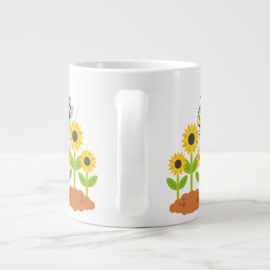 Zonnebloem en Happy Bee Garden Natuur Grote Koffiekop (Achterkant)