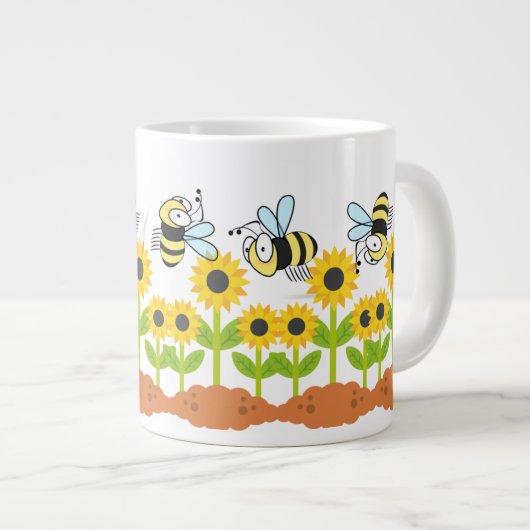 Zonnebloem en Happy Bee Garden Natuur Grote Koffiekop (Voorkant rechts)