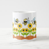 Zonnebloem en Happy Bee Garden Natuur Grote Koffiekop (Voorkant)