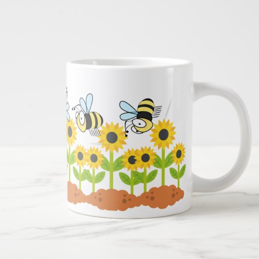 Zonnebloem en Happy Bee Garden Natuur Grote Koffiekop (Rechts)
