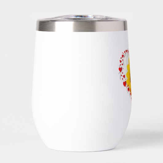 Zonnebloem en harten, minimalistisch, bruiloft (Voorkant)