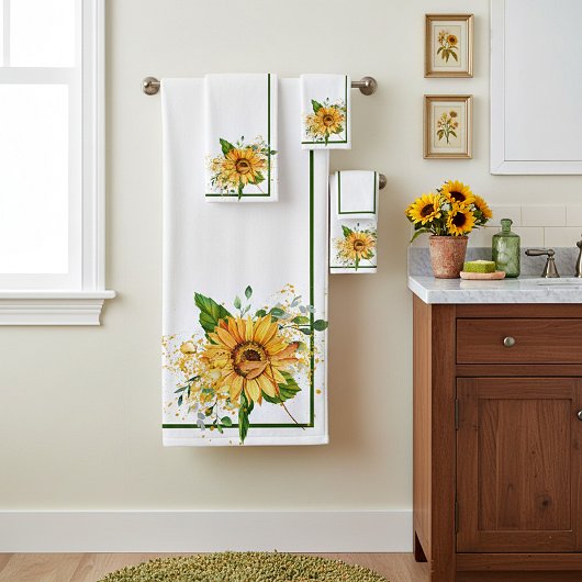 Zonnebloem en herfst van de libellen bad handdoek