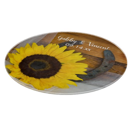 Zonnebloem en Hoefijzer Land Western huwelijk Snijplank (Hoek)